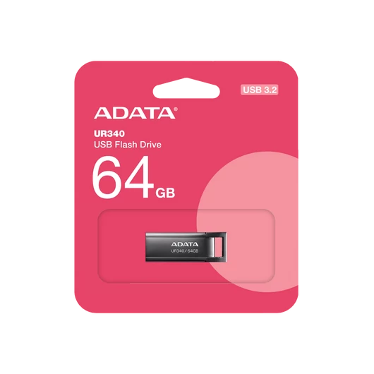 ADATA UR340 pendrive 64GB USB 3.2 fémházas 100 MB/s olvasási sebességgel - fekete