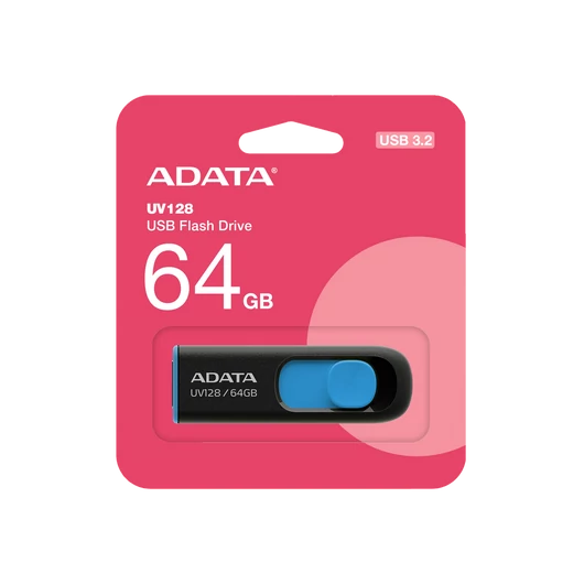 Adata UV128 64GB Pendrive USB 3.0 - Fekete-Kék (AUV128-64G-RBE) - AUV128_64G_RBE