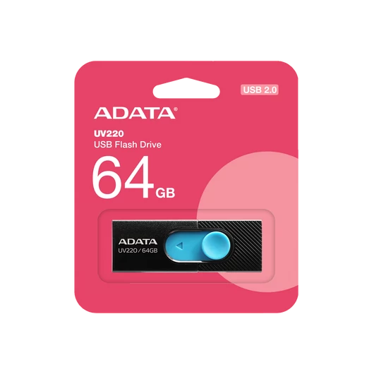 Adata UV220 64GB pendrive [USB 2.0] fekete-kék AUV220-64G-RBKBL