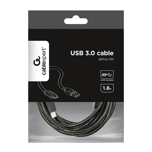 Gembird Type-C USB 3.0 kábel 1,8m - fekete