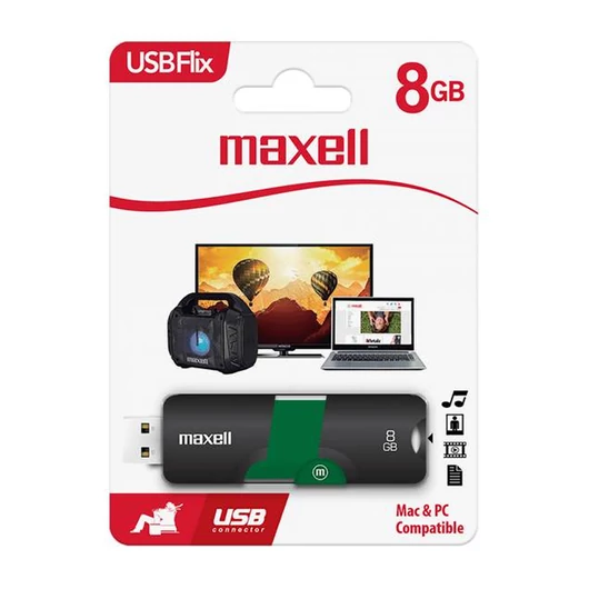 Maxell FLIX pendrive 8GB USB 2.0 - fekete/zöld