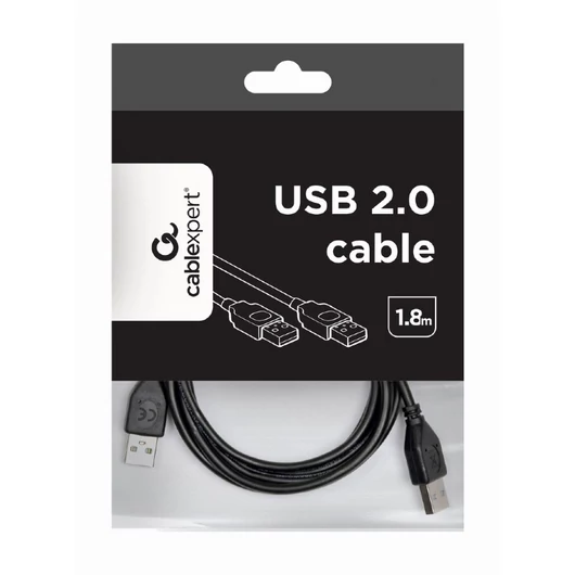 Gembird USB-A - USB-A 2.0 kábel 1,8m - fekete