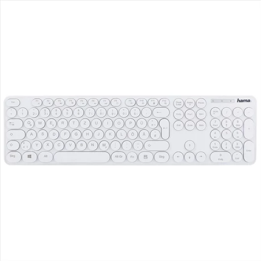 Hama KC-500 multimédiás billentyűzet kerek írógép stílusú billentyűkkel - fehér