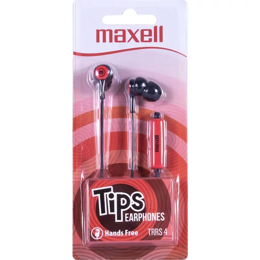 Maxell IN-Tips vezetékes fülhallgató mikrofonnal 3,5 mm jack csatlakozóval - fekete/piros
