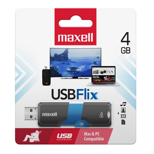 Maxell FLIX pendrive 4GB USB 2.0 - fekete-kék