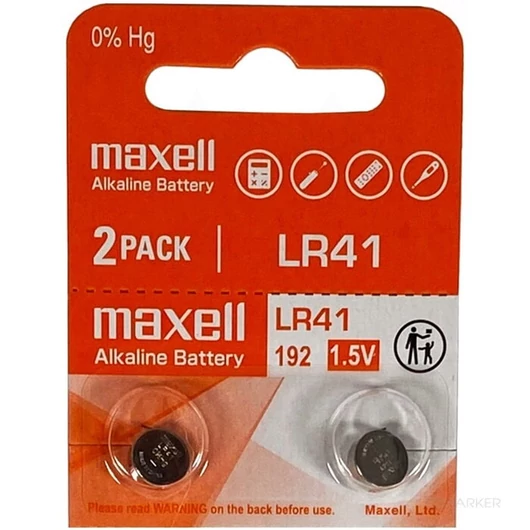 Maxell LR41 alkáli gombelem 1,5V - 2 db