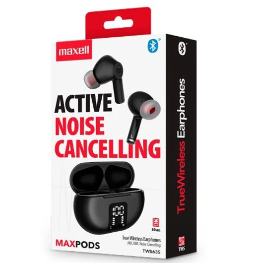 MAXELL MAXPods TWS bluetooth fülhallgató, Fekete