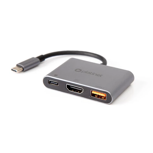 Platinet 3in1 USB-C hub HDMI 4K USB-A 3.2 USB-C PD 100W - szürke