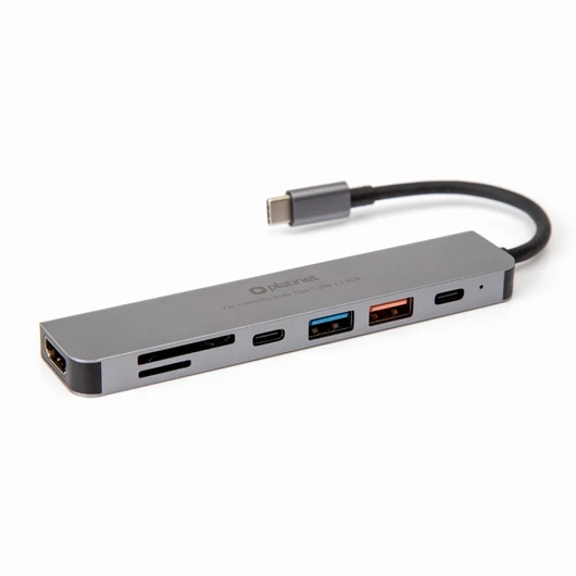 Platinet USB-C 7in1 Hub HDMI 4K, USB-A 3.2/2.0, USB-C PD 100W, SD, MicroSD