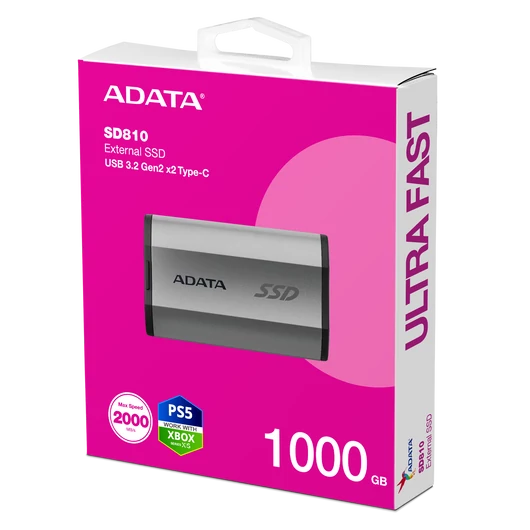 ADATA SD810 Külső SSD 1 TB USB 3.2 gen 2 Ezüst (2000/2000 MB/s)