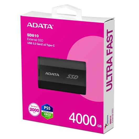 ADATA SD810 Külső SSD 4TB USB 3.2 gen 2 Fekete (2000/2000 MB/s)