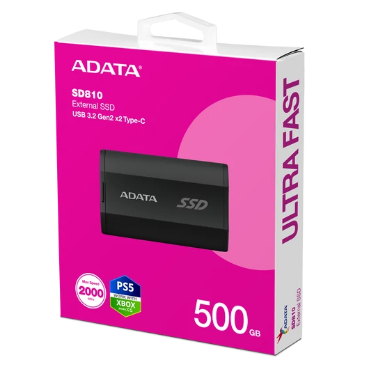 ADATA SD810 külső SSD 500GB USB 3.2 Gen 2 2000/2000 MB/s - fekete