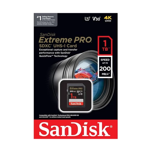 SanDisk Extreme Pro 1TB SDXC memóriakártya V30 UHS-II U3 Class 10 (200/140 MB/s)