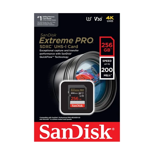 SanDisk Extreme Pro 256GB SDXC memóriakártya V30 UHS-II U3 Class 10 (200/140 MB/s)