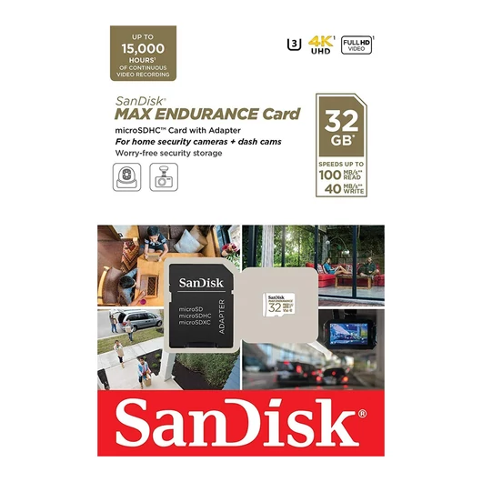 SanDisk Max Endurance Micro SDHC + Adapter 32GB A1 Class 10 UHS-I (100/40 MB/s)