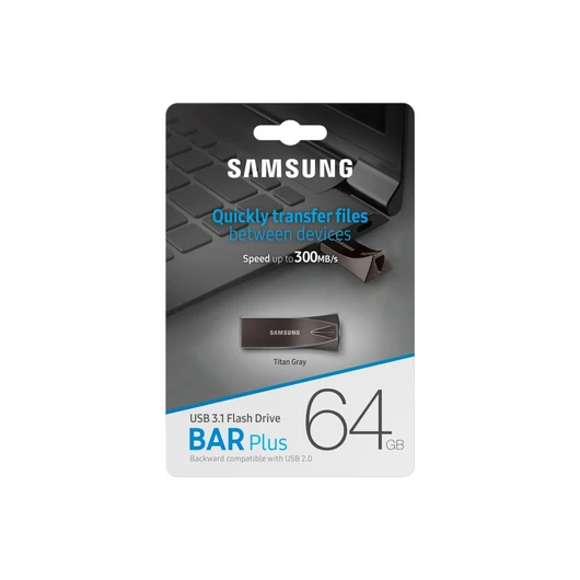 Samsung BAR Plus pendrive 64GB USB 3.1 - titán (300MB/s)