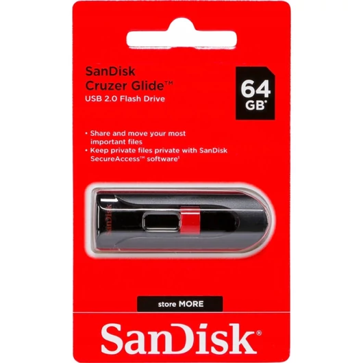 SanDisk Cruzer Glide 64GB pendrive USB 2.0 visszahúzható csatlakozóval (SDCZ60-064G-B35)