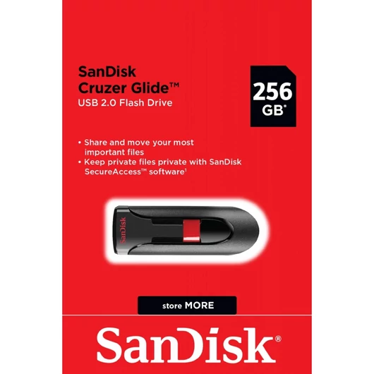 SanDisk Cruzer Glide 256GB pendrive USB 2.0 - fekete/piros (SDCZ60-256G-B35)
