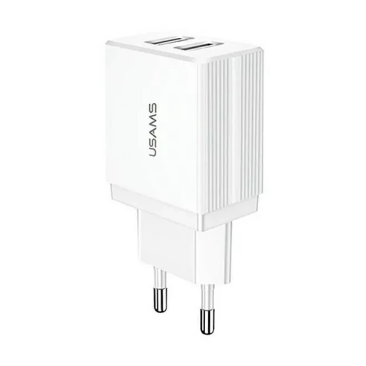 USAMS T24 hálózati töltő 2xUSB-A csatlakozással 2.1A - fehér (US-CC090)