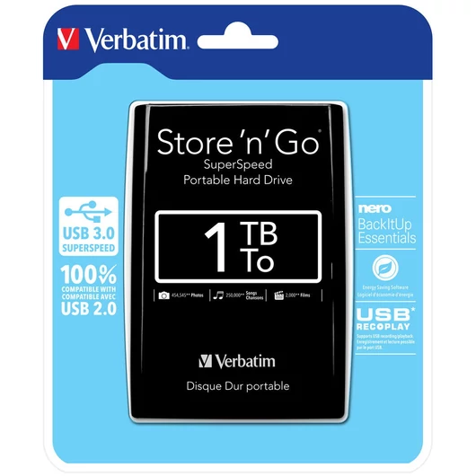 Verbatim Store 'n' Go külső merevlemez 1TB USB 3.0 - fekete (53023)