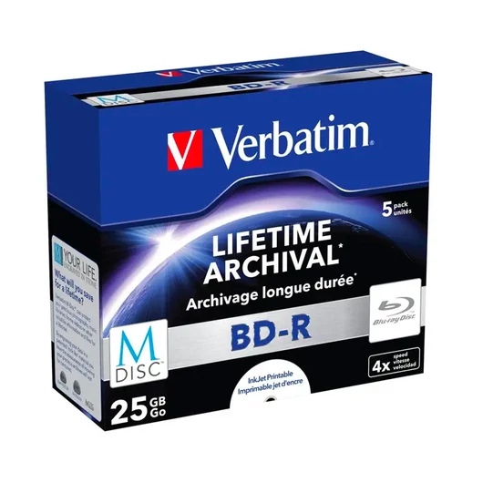 Verbatim M-Disc BD-R Blu-Ray nyomtatható lemez 25GB 4x - fehér