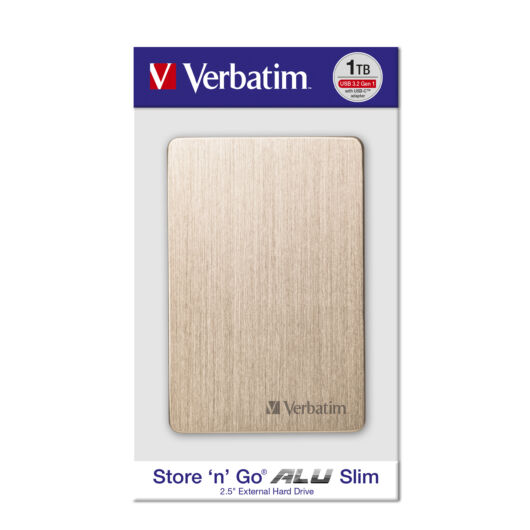 VERBATIM ALU Slim 1TB Store n Go 2.5'' Külső Merevlemez [USB 3.2] Arany