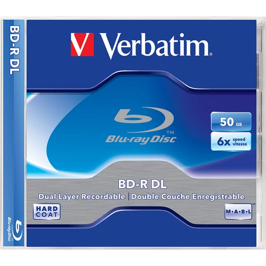 Verbatim BD-R DL Blu-Ray lemez 50GB 6X Scratchguard Plus normál tokban (1)