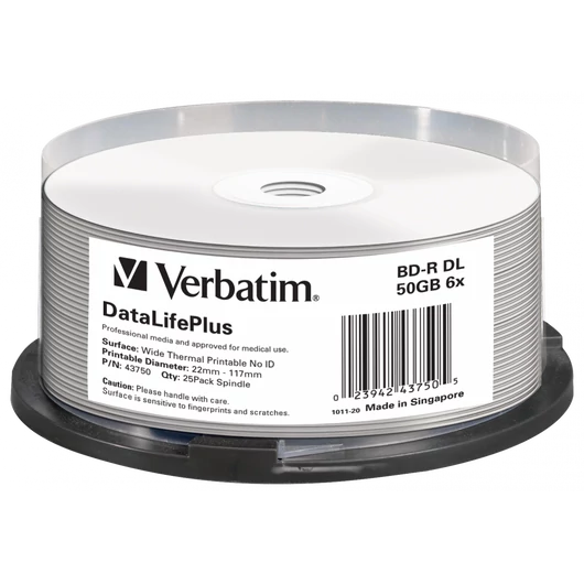 Verbatim BD-R 25 GB 6X Thermal Nyomtatható Lemez [NO ID] - Cake (25)