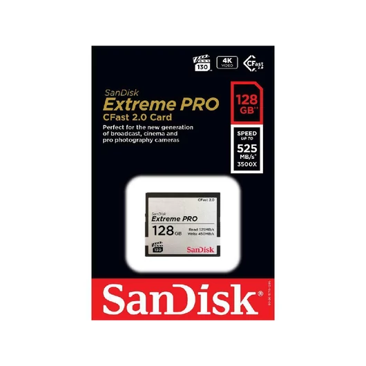 SanDisk Extreme PRO Compact Flash memóriakártya 128GB VPG-130 525MB/s olvasási sebességgel