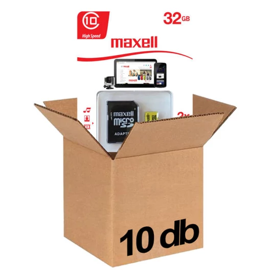 10db Maxell Yellow 32GB micro SDHC + adapter CL10 (80 MB/s olvasási sebesség) CSOMAG!