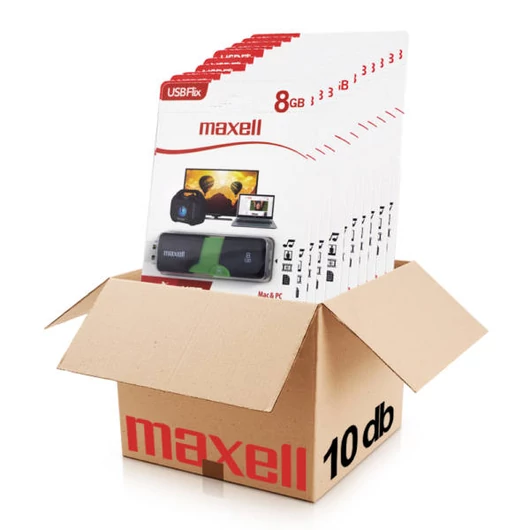 Maxell FLIX USB 2.0 pendrive 8GB - fekete-zöld (10 db-os csomag)