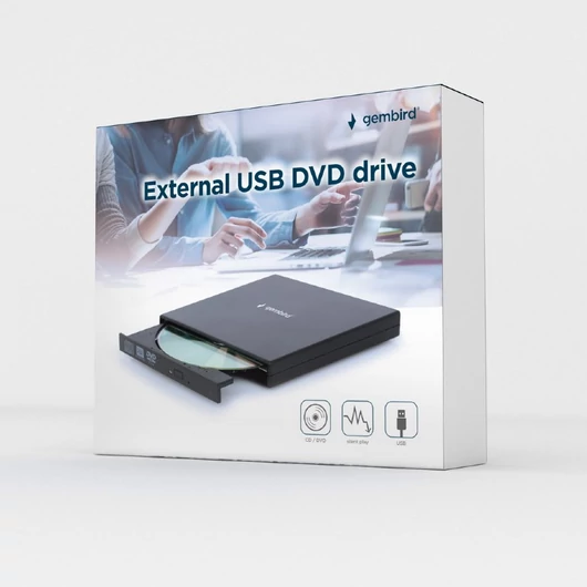Gembird Slim külső USB 2.0 DVD író meghajtó - fekete