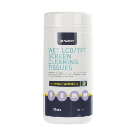 Platinet nedves LCD képernyő tisztító papírkendő 100 db
