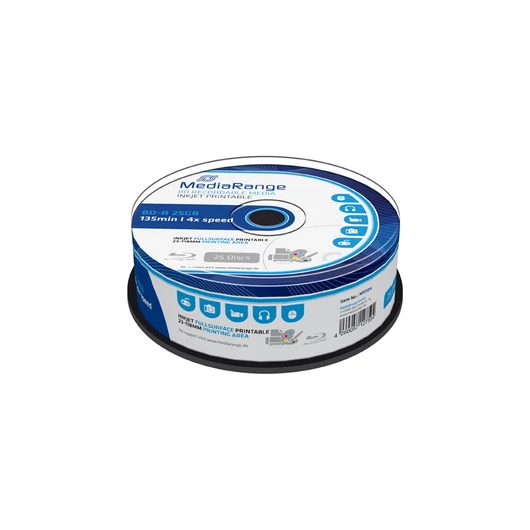 Mediarange BD-R 25 gB 4X Teljes Felületén Nyomtatható Blu-Ray Lemez - Cake (25) - MR504
