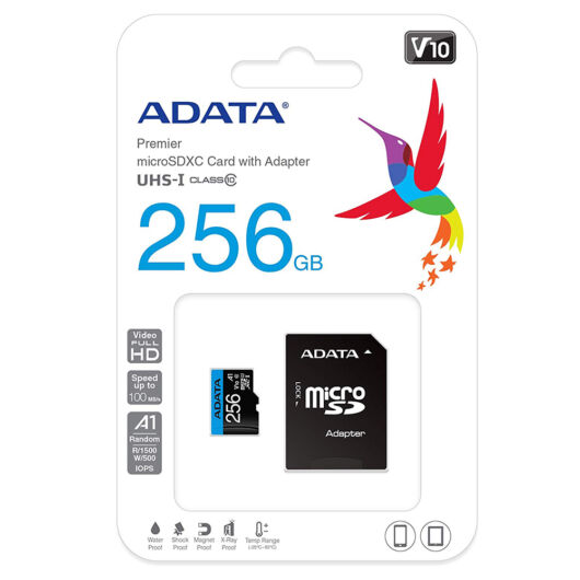 AUSDH256GUICL10A1-RA1 Adata Premier 256GB Micro SDHC Memóriakártya [100/25 Mbps]