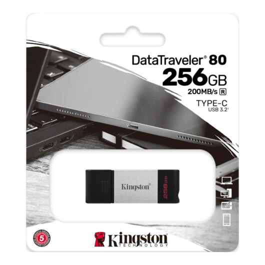 KINGSTON DT80 DATA TRAVELER PENDRIVE 256GB USB Type-C Ezüst-Fekete