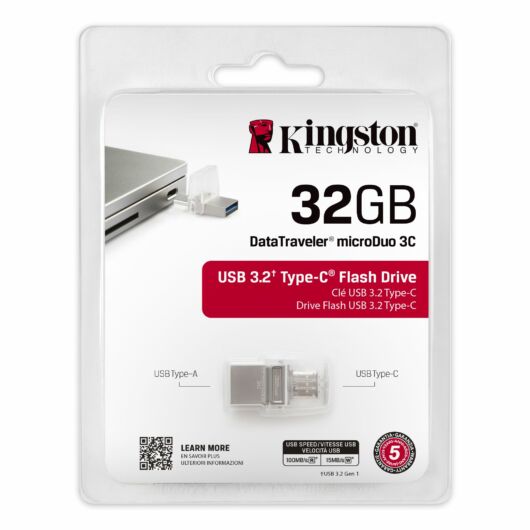 Kingston Dt Microduo 3C 32GB Pendrive - USB 3.0/3.1 + USB Type-C (DTDUO3C/32GB) - DTDUO3C_32GB
