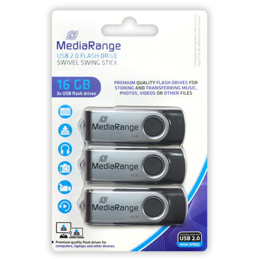 MR910-3 Mediarange 16GB USB 2.0 Pendrive Pack 3