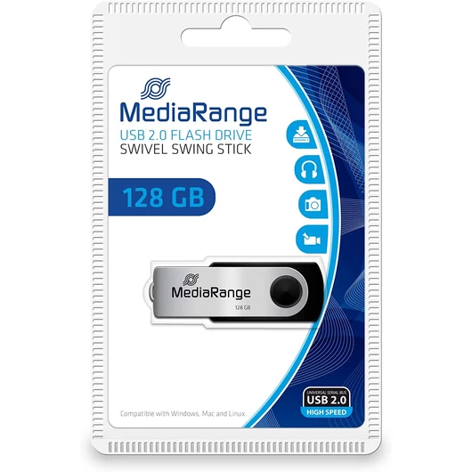 MediaRange MR913 pendrive 128GB USB 2.0 - fekete-ezüst