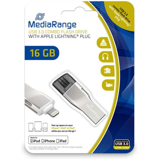 16GB MediaRange USB 3.0 combo pendrive Apple Lightning® csatlakozóval - MR981