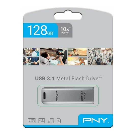 FD128ESTEEL31G-EF PNY Elite Steel 128GB Pendrive [USB 3.1]