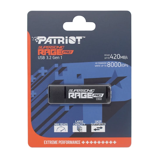 PEF128GRGPB32U PATRIOT SUPERSONIC RAGE PRO PENDRIVE 250GB USB 3.2 Fekete