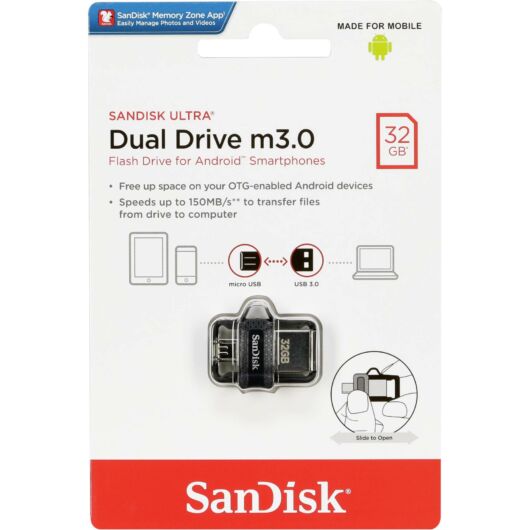 SanDisk Ultra Dual Drive M3.0 32GB Pendrive OTG - USB 3.0 + Micro USB - Android Telefonokhoz, Tabletekhez (SDDD3-032G-G46) - SDDD3_032G_G46