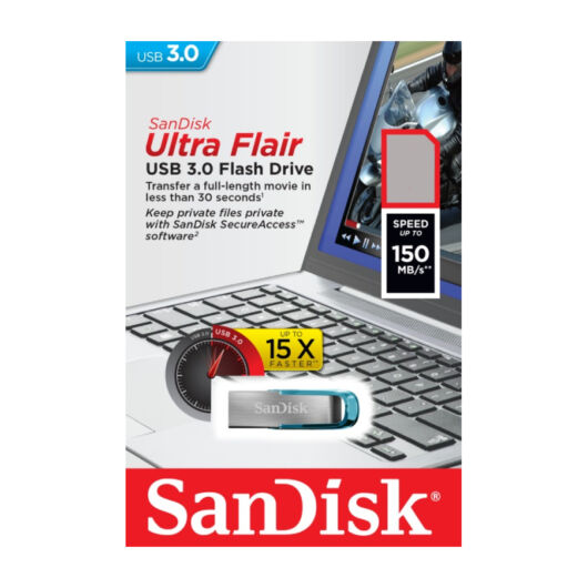 SANDISK ULTRA DUAL FLAIR PENDRIVE 64GB USB 3.0 Kék