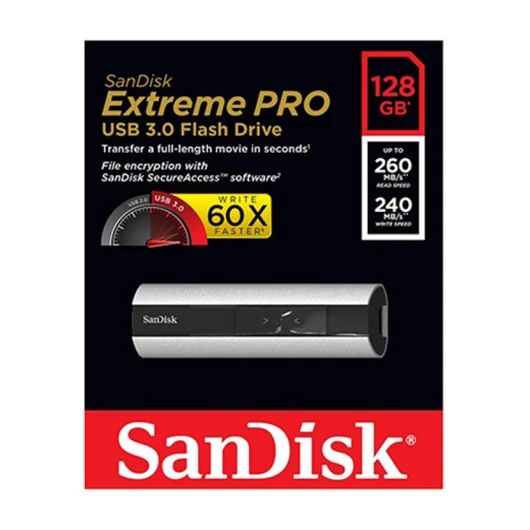 SanDisk Cruzer Extreme Pro 128GB Pendrive USB 3.0 - Fekete-Ezüst (SDCZ88-128G-G46) - SDCZ88_128G_G46