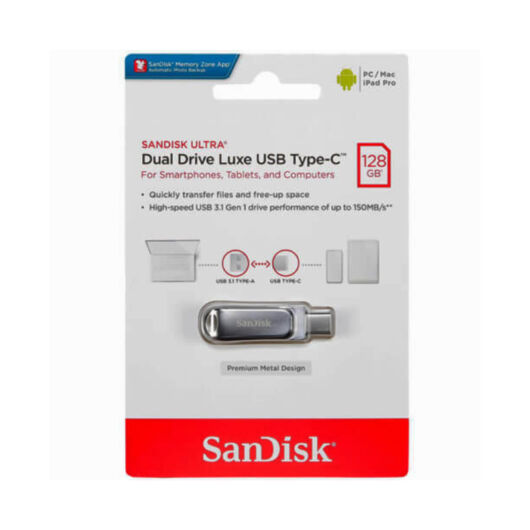 SDDDC4-128G-G46 SANDISK ULTRA DUAL DRIVE LUXE PENDRIVE 128GB USB Type-C Ezüst