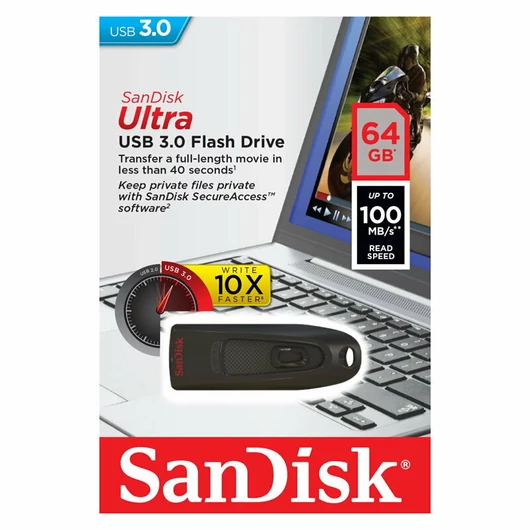 SanDisk Cruzer Ultra pendrive 64GB USB 3.0 - fekete