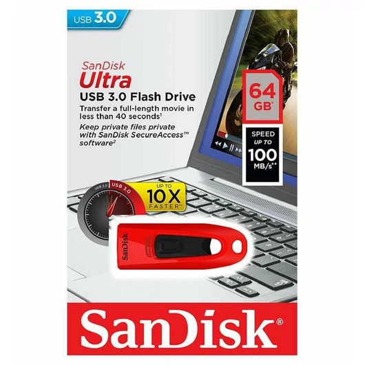 SanDisk Cruzer Ultra pendrive 64GB USB 3.0 - piros