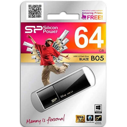 SP064GBUF3B05V1K Silicon Power 64GB Blaze Pendrive B05 USB 3.2 Fekete