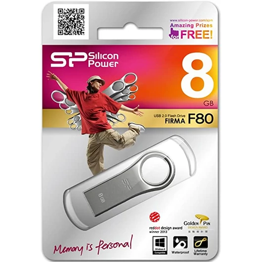 Silicon Power 8GB Firma Pendrive F80 USB 2.0 Ezüst - SP008GBUF2F80V1S